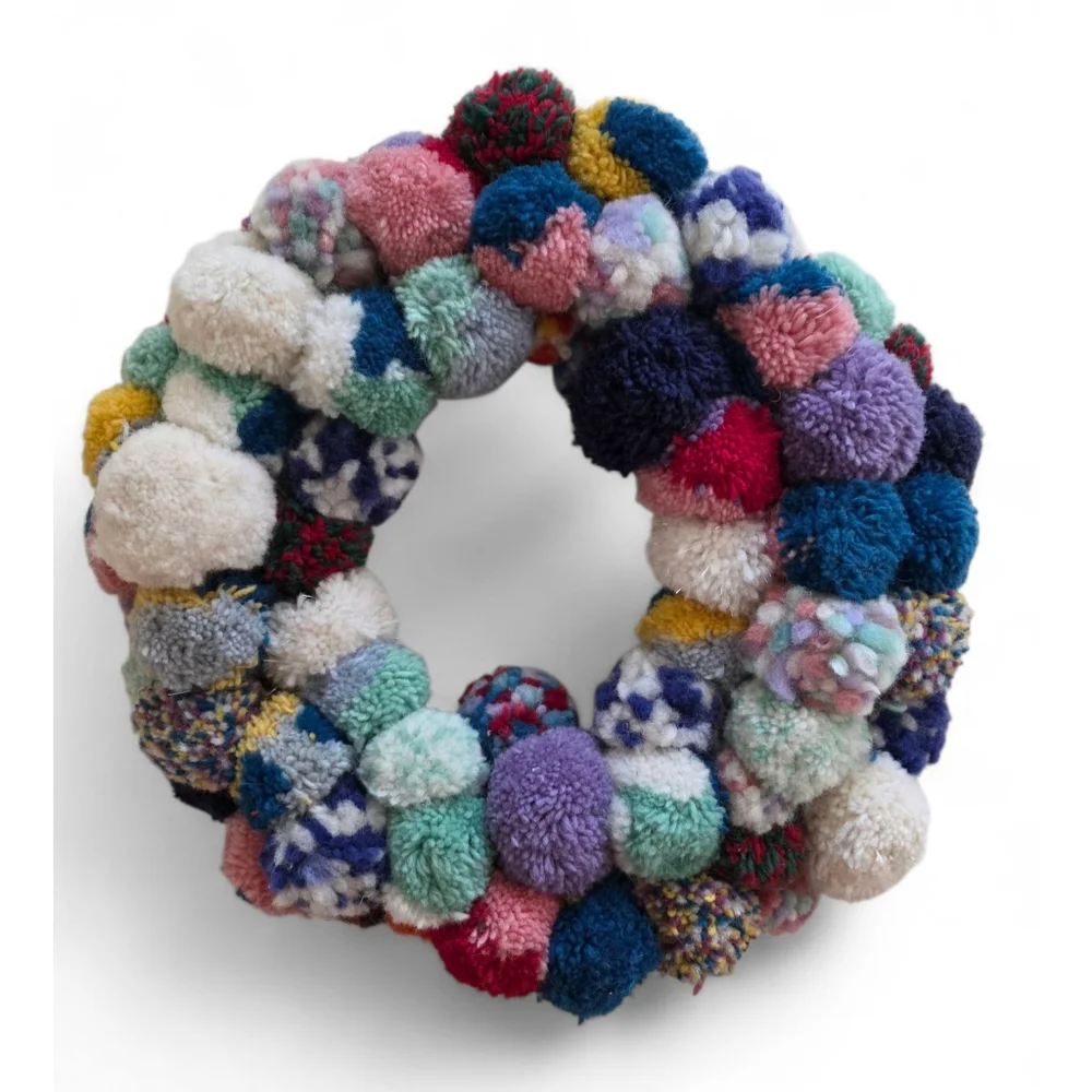 Anthropologie Pom Pom Society Wool Wreath